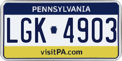 PA license plate LGK4903