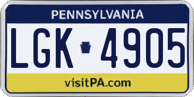 PA license plate LGK4905