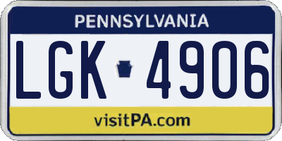 PA license plate LGK4906