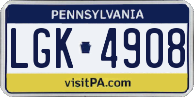 PA license plate LGK4908