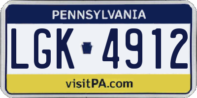 PA license plate LGK4912