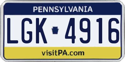 PA license plate LGK4916
