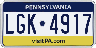 PA license plate LGK4917