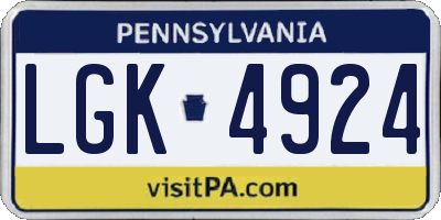 PA license plate LGK4924