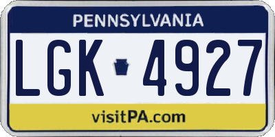 PA license plate LGK4927