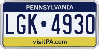 PA license plate LGK4930