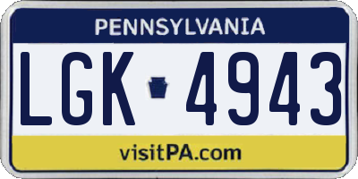 PA license plate LGK4943