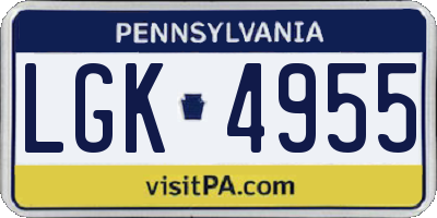 PA license plate LGK4955