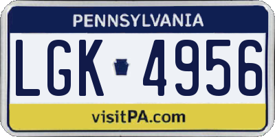 PA license plate LGK4956