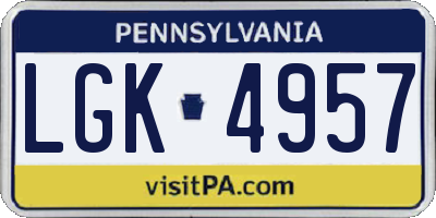 PA license plate LGK4957