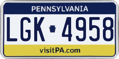 PA license plate LGK4958