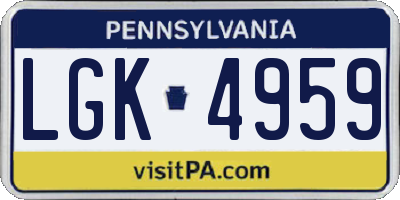PA license plate LGK4959