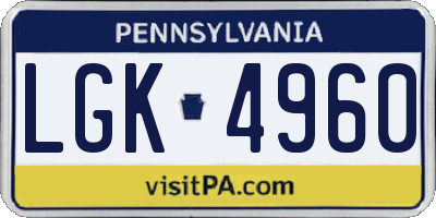 PA license plate LGK4960