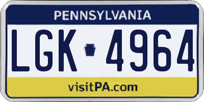 PA license plate LGK4964