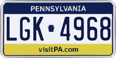 PA license plate LGK4968