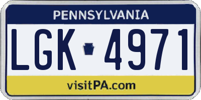 PA license plate LGK4971