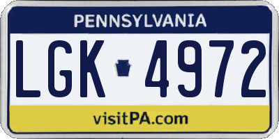 PA license plate LGK4972