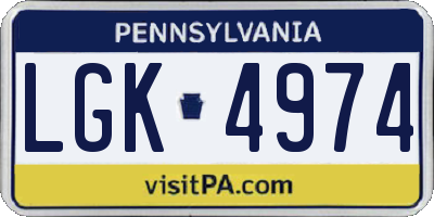 PA license plate LGK4974
