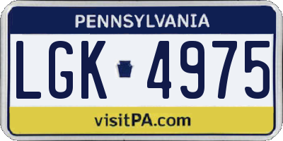 PA license plate LGK4975