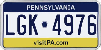PA license plate LGK4976