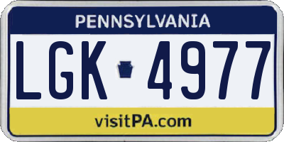 PA license plate LGK4977