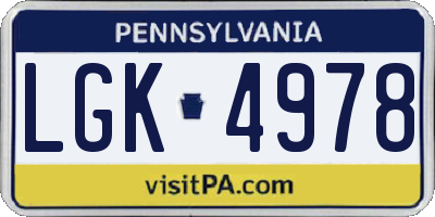 PA license plate LGK4978