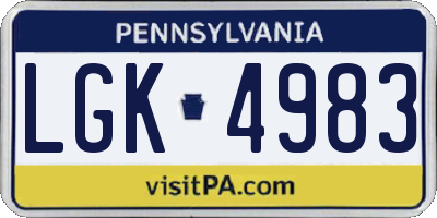PA license plate LGK4983