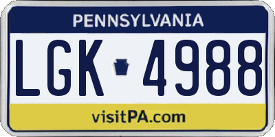 PA license plate LGK4988