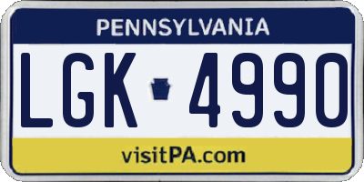 PA license plate LGK4990