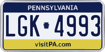 PA license plate LGK4993