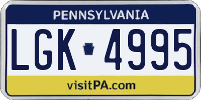 PA license plate LGK4995
