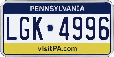 PA license plate LGK4996