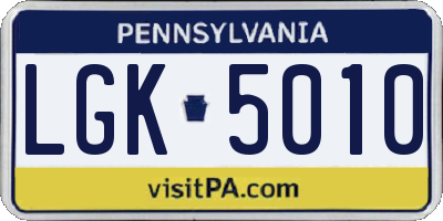 PA license plate LGK5010