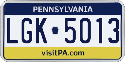 PA license plate LGK5013
