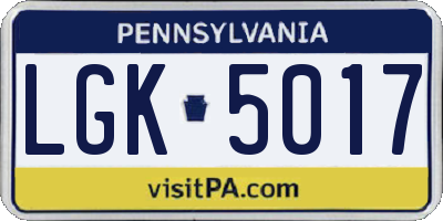 PA license plate LGK5017