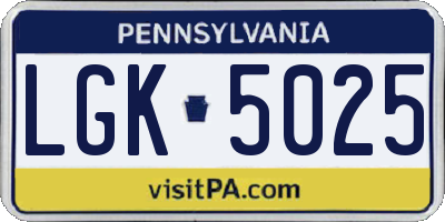 PA license plate LGK5025