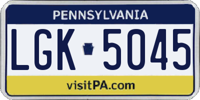 PA license plate LGK5045