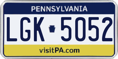 PA license plate LGK5052