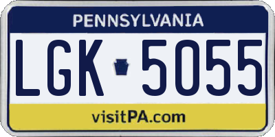 PA license plate LGK5055