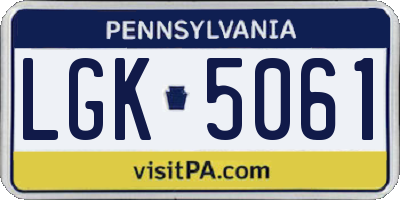 PA license plate LGK5061