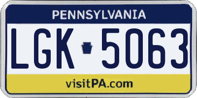 PA license plate LGK5063