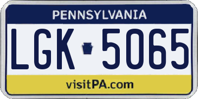 PA license plate LGK5065
