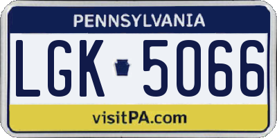 PA license plate LGK5066