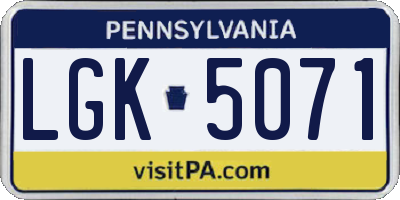 PA license plate LGK5071