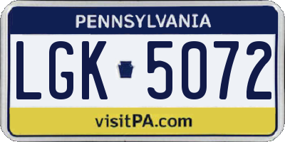PA license plate LGK5072