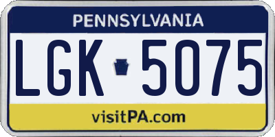 PA license plate LGK5075