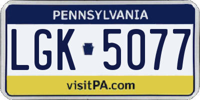 PA license plate LGK5077