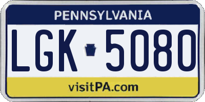 PA license plate LGK5080