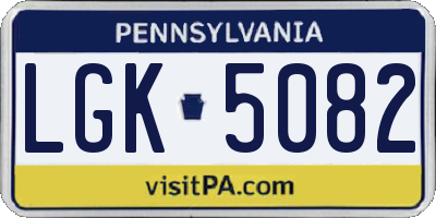 PA license plate LGK5082