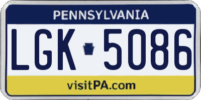 PA license plate LGK5086